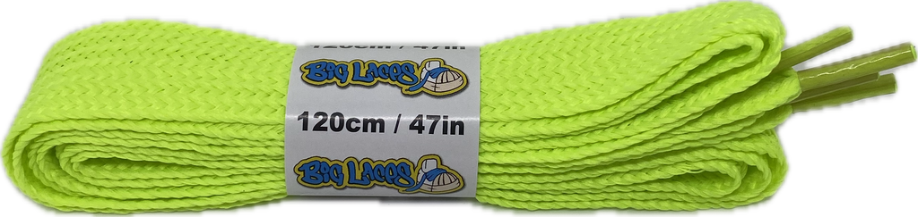 Flat Neon Yellow Laces 120cm long 20mm wide