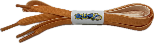 a pair of flat tie dye orange 10mm wide shoelaces
