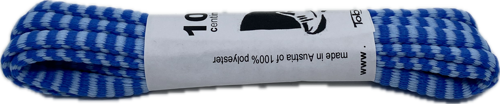 Flat Padded Striped Shoelaces Blue Light Blue - 8mm wide