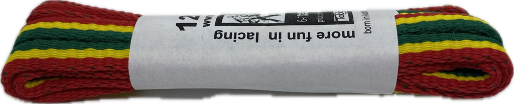 Flat Padded Striped Shoelaces Red Yellow Green - 8mm wide