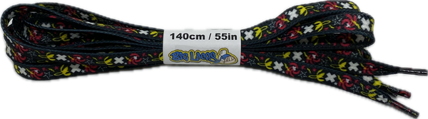 a pair of flat patterned shoelaces with bananas 