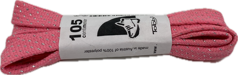 Flat Patterned Glitter Strong Shoelaces Hot Pink - 13mm wide