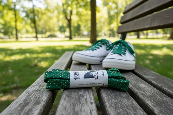 a pair of flat kelly green glitter shoelaces