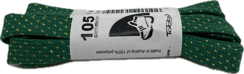 Flat Patterned Glitter Strong Shoelaces Kelly Green - 13mm wide