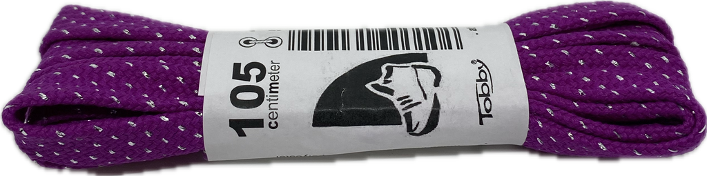 Flat Patterned Glitter Strong Shoelaces Purple - 13mm wide