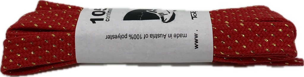 Flat Patterned Glitter Strong Shoelaces Red - 13mm wide