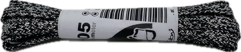 Flat Patterned Shiny Lurex Shoelaces Black Silver - 8mm wide