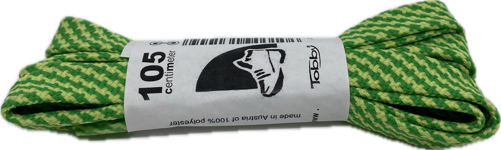 Flat Patterned Strong Shoelaces Green Pale Green - 12mm wide