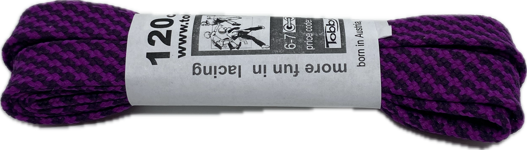 Flat Patterned Strong Shoelaces Purple Aubergine - 12mm wide