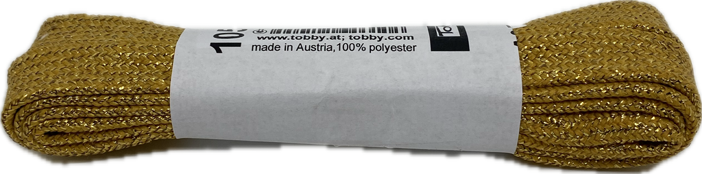 Flat Patterned Wide Lurex Shoelaces Gold - 13mm wide