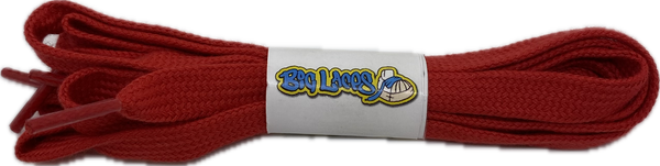 a pair of flat red cotton shoelaces
