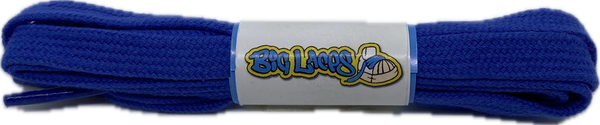 a pair of flat royal blue cotton shoelaces
