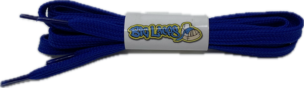 a pair of flat royal blue shoelaces