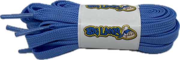 a pair of flat 8mm wide sky blue shoelaces