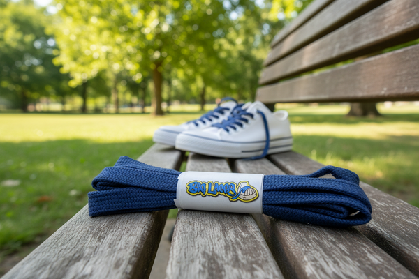 a pair of flat slate cotton shoelaces
