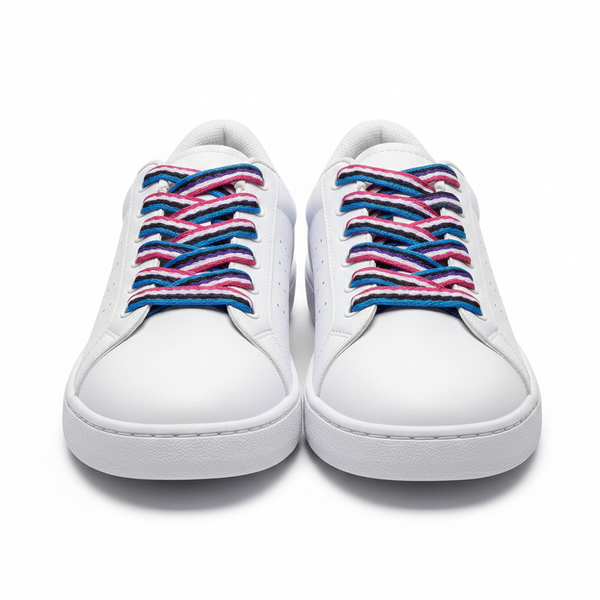 Flat Stripy Laces 130cm long 10mm wide