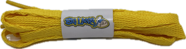a pair of flat sun yellow 10mm wide shoelaces
