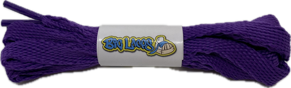 a pair of flat violet 10mm wide shoelaces
