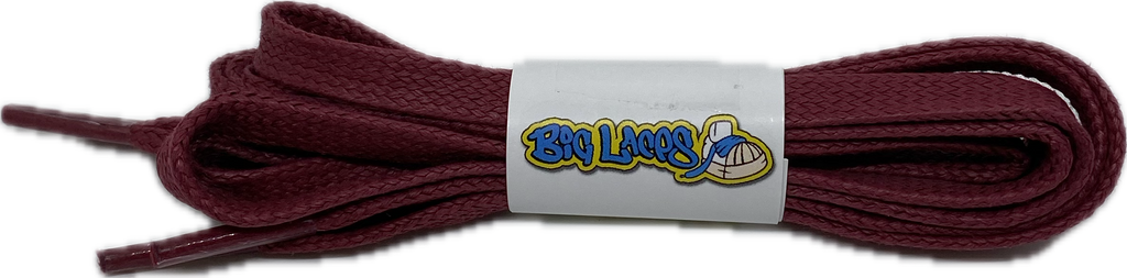 Flat Waxed Burgundy Cotton Shoe Laces 8mm wide – Big Laces