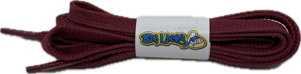 a pair of flat burgundy waxed cotton shoelaces