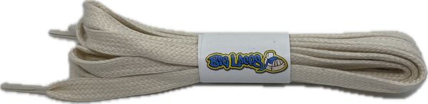 a pair of flat cream natural off white waxed cotton shoelaces
