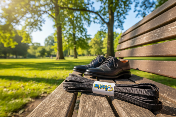 a pair of flat dark brown waxed cotton shoelaces