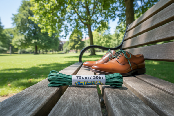 a pair of flat green waxed cotton shoelaces