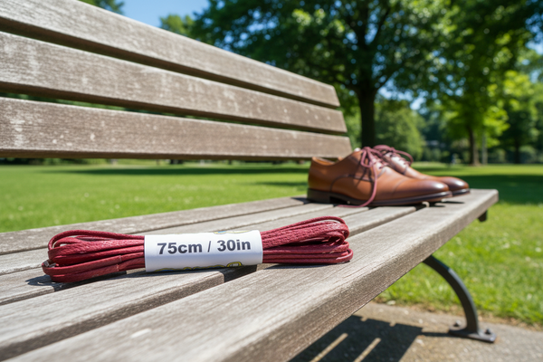 a pair of flat red waxed cotton shoelaces