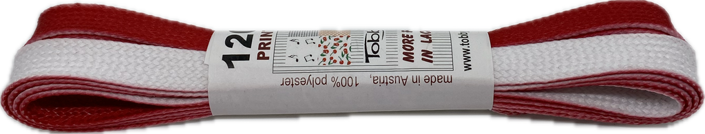 Flat White Red Two Sided Shoelaces - 10mm wide