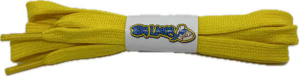 a pair of flat 8mm wide yellow shoelaces