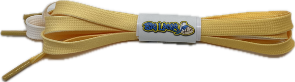 a pair of flat tie dye yellow 10mm wide shoelaces
