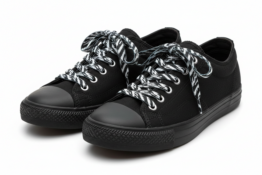 Flat Zebra Pattern Black White Shoelaces 120cm x 10mm