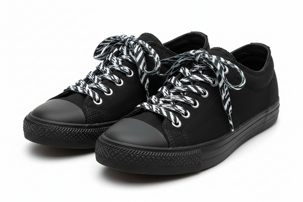 Flat Zebra Pattern Black White Shoelaces 120cm x 10mm