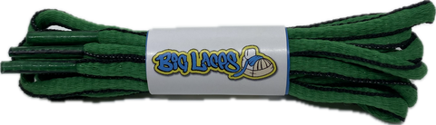 Kelly Green and Black Oval Running Shoe Shoelaces