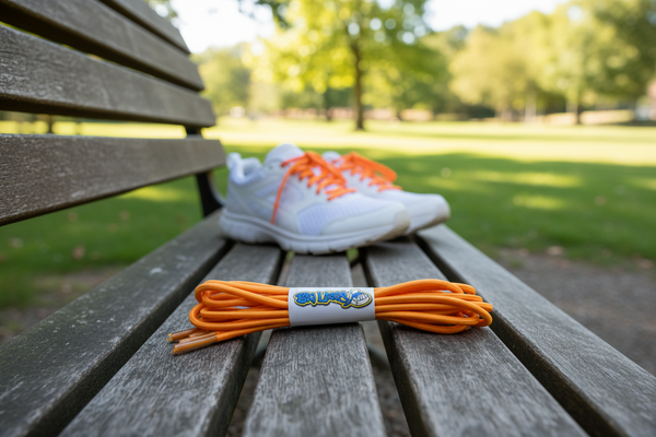 a pair of neon orange elastic lock shoelaces