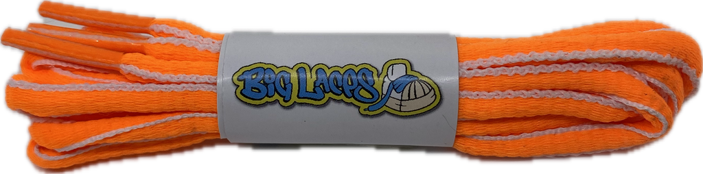 Neon Orange and White Oval Running Shoe Shoelaces