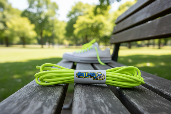 a pair of neon yellow elastic lock shoelaces