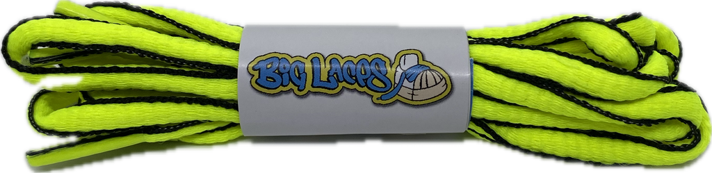 Neon Yellow and Black Oval Running Shoe Shoelaces