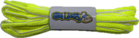 Neon Yellow and White Oval Running Shoe Shoelaces