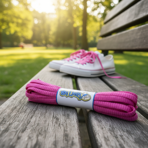 a pair of oval hot berry shoelaces