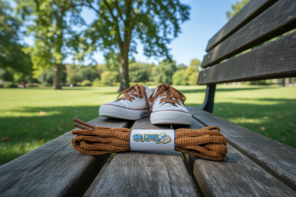 a pair of oval nutmeg shoelaces