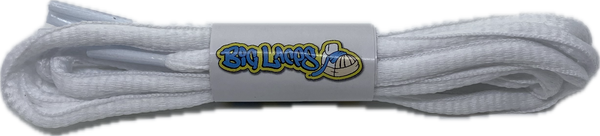 a pair of oval white shoelaces