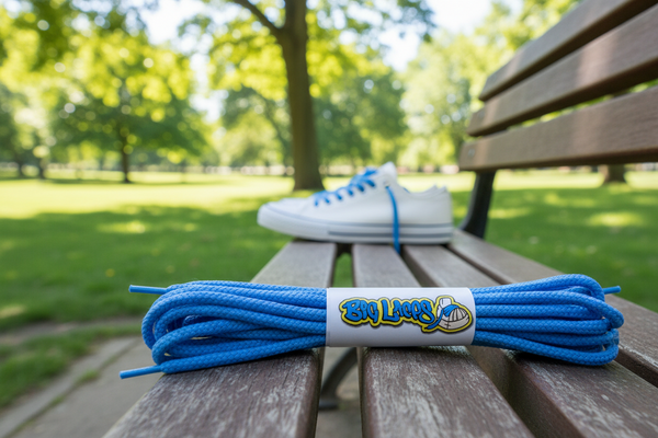a pair of round 3mm wide azure blue shoelaces