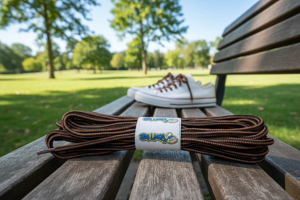 a pair of round 4mm wide black rust  shoelaces