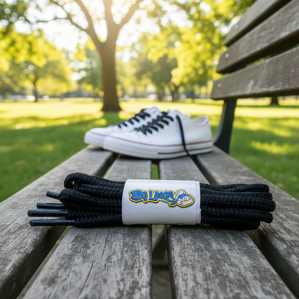 a pair of round 4mm wide black shoelaces
