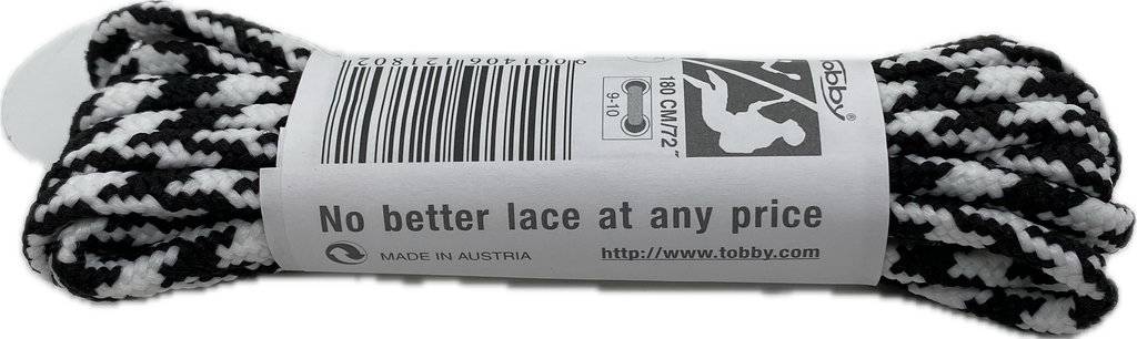 Round Black White Bootlaces 180cm x 5mm