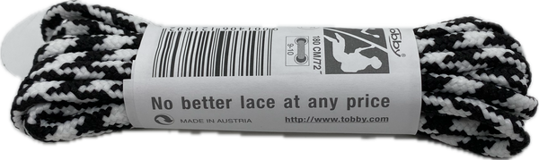 Round Black White Bootlaces 180cm x 5mm