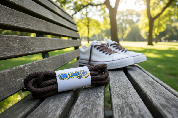 a pair of round 5mm wide brown shoelaces