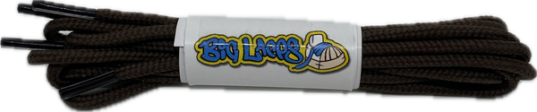 a pair of round brown shoelaces for formal dress shoes
