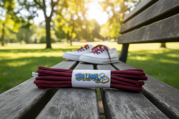 a pair of round 3mm wide plum shoelaces